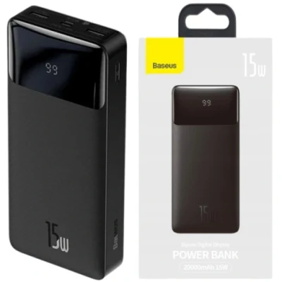 BASEUS POWER BANK 20000MAH POWERBANK 15W PD 3X USB USB-C TYPE-C 3A CABLE