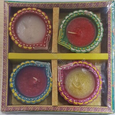 Clay decorative candles with wax DIYA 4pcs.