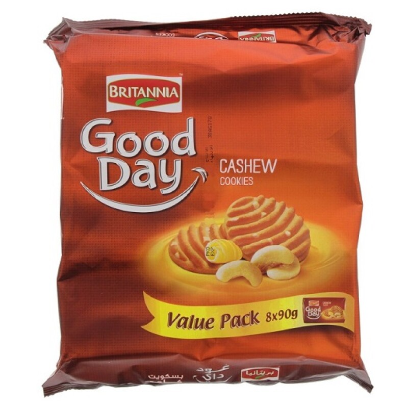 BRITANNIA GOOD DAY CASHEW COOKIES (family pack) - cookies with cashew nuts 8 x 90 g