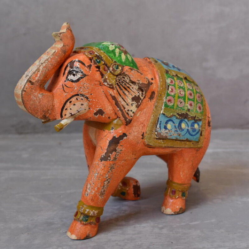 INDIAN WOODEN ELEPHANT FIGURINE