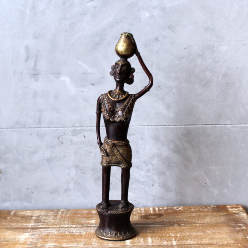 BRASS FIGURINE WOMAN WITH A JUG