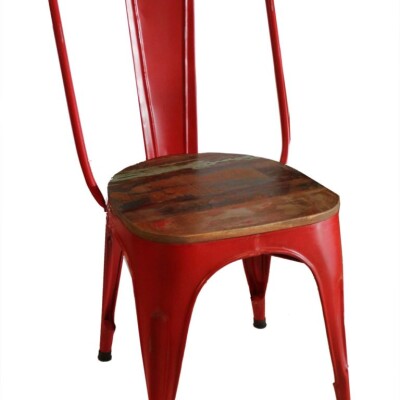 RED INDUSTRIAL METAL CHAIR