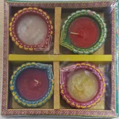 Clay decorative candles with wax DIYA 4 pcs.