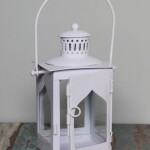 WHITE METAL LANTERN, SMALL