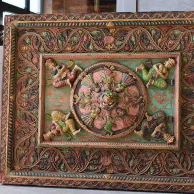 INDIAN DECORATIVE WOODEN CARVED PLANE PANEL