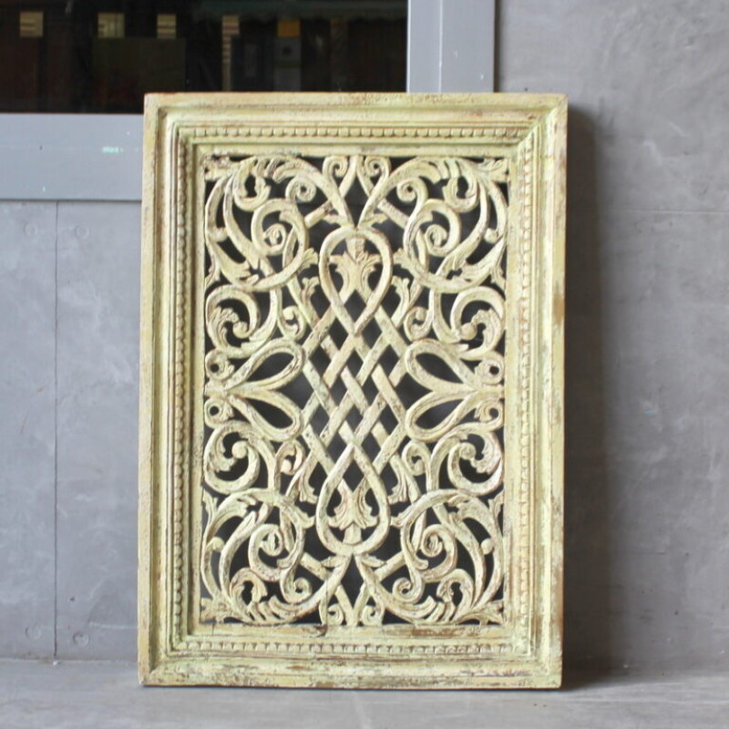 INDIAN WOODEN CARVED DECORATIVE PANEL