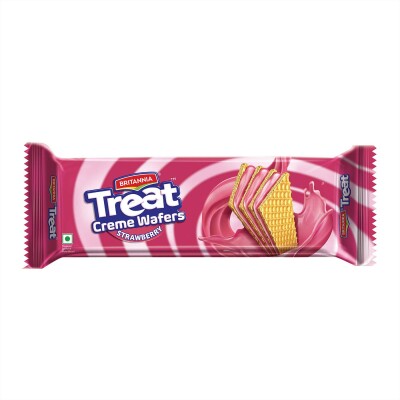 BRITANNIA TREAT WAFERS STRAWBERRY – strawberry flavored wafers 150GM