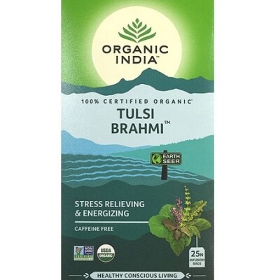 ORGANIC INDIA TEA TULSI BRAHMI 25 BAG/ herbal tea with TULSI and BRAHMI (25 bags)