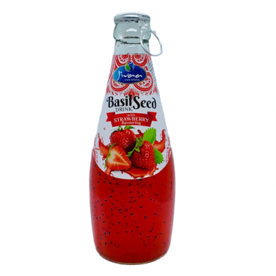 JIVAA BASIL SEED DRINK WITH STRAWBERRY FLAVOR - drink with strawberry basil seeds 290 ml