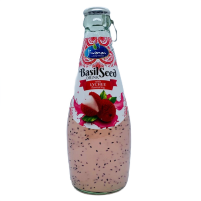 JIVAA BASIL SEED DRINK WITH LECHEE FLAVOR – drink with basil seeds and lychee 290ML