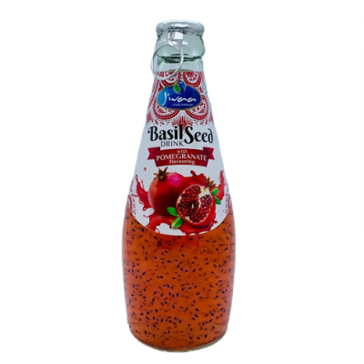 JIVAA BASIL SEED DRINK WITH POMEGRANATE FLAVOR – drink with basil seeds and pomegranate 290 ml