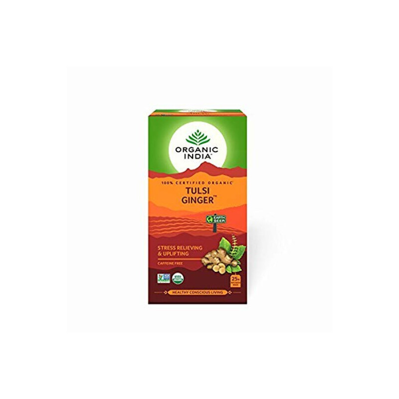 ORGANIC INDIA TULSI GINGER 25 BAG/ green tea with tulsi and ginger (25 bags)